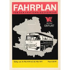 Fahrplan für den Kraftomnibusverkehr Bezirk Erfurt Gültif vom 31. Mai 1970 bis 22. Mai 1971