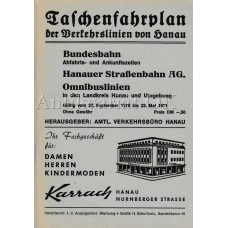 Taschenfahrplan der Verkehrslinien von Hanau gültig vom 27. September 1970 bis 22. Mai 1971