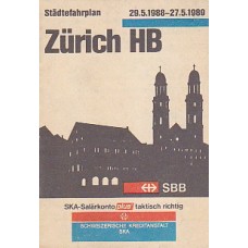 Zurich HB Stadtefahrplan 1988-9