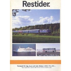 SJ Restider Tidtabell for tag,buss och bat 1992