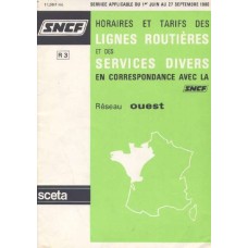 SNCF Horaires et Tarifs des Lignes Routieres et des services divers du 1 juin au 27 septembre 1980